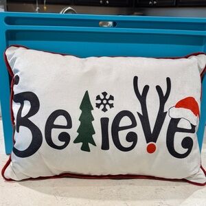 Festive Believe Holiday Pillow